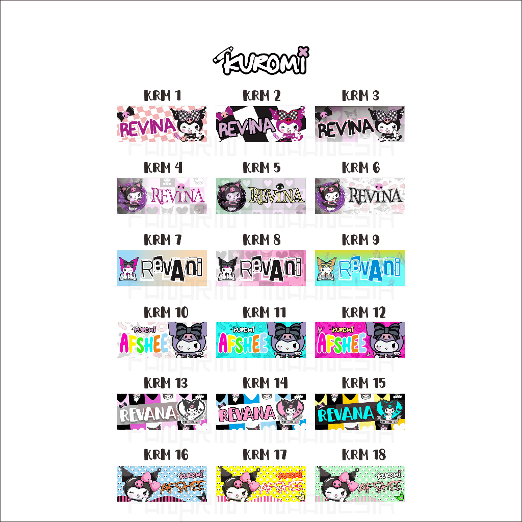 

Sanrio KUROMI Sticker Nama Custom Stiker Vinyl Label Premium Waterproof Karakter Lucu Laminasi