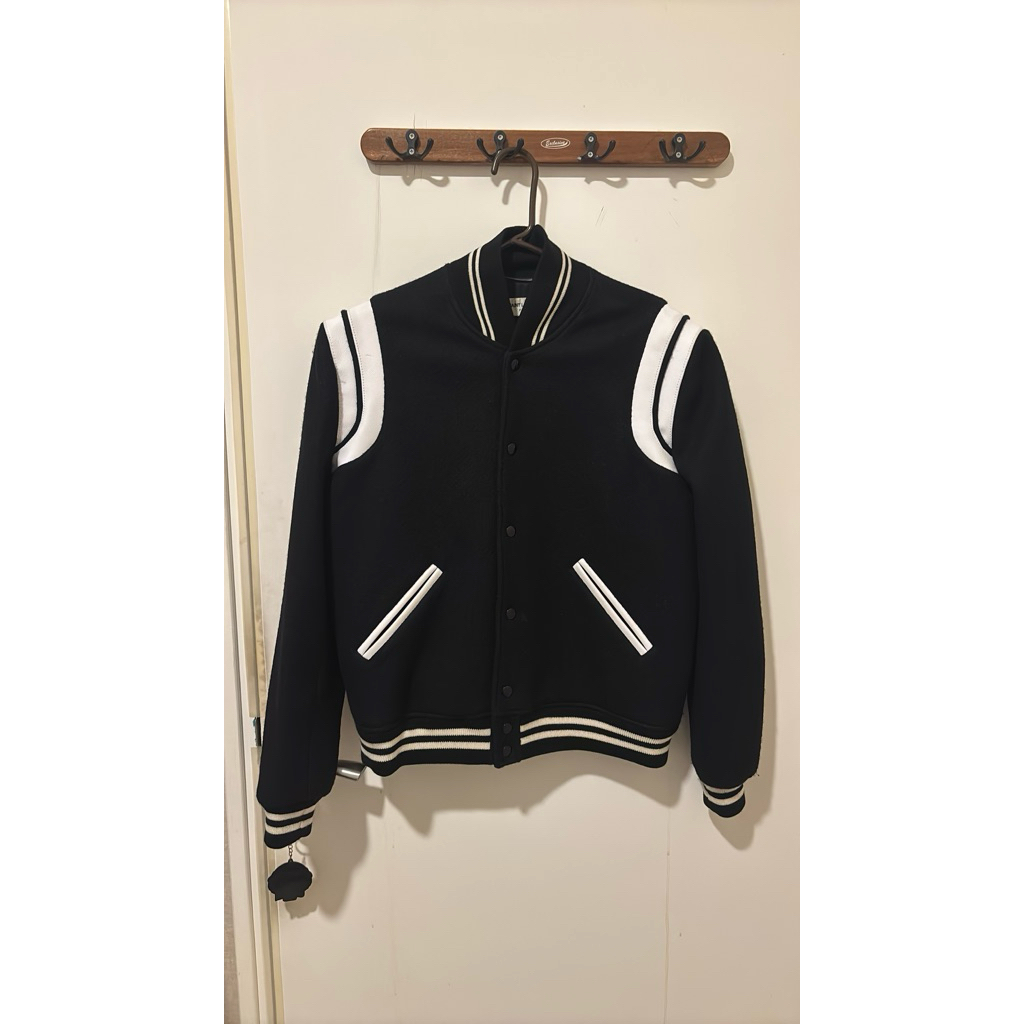 Jaket Wool Teddy Varsity Jacket SLP Black 48 Medium