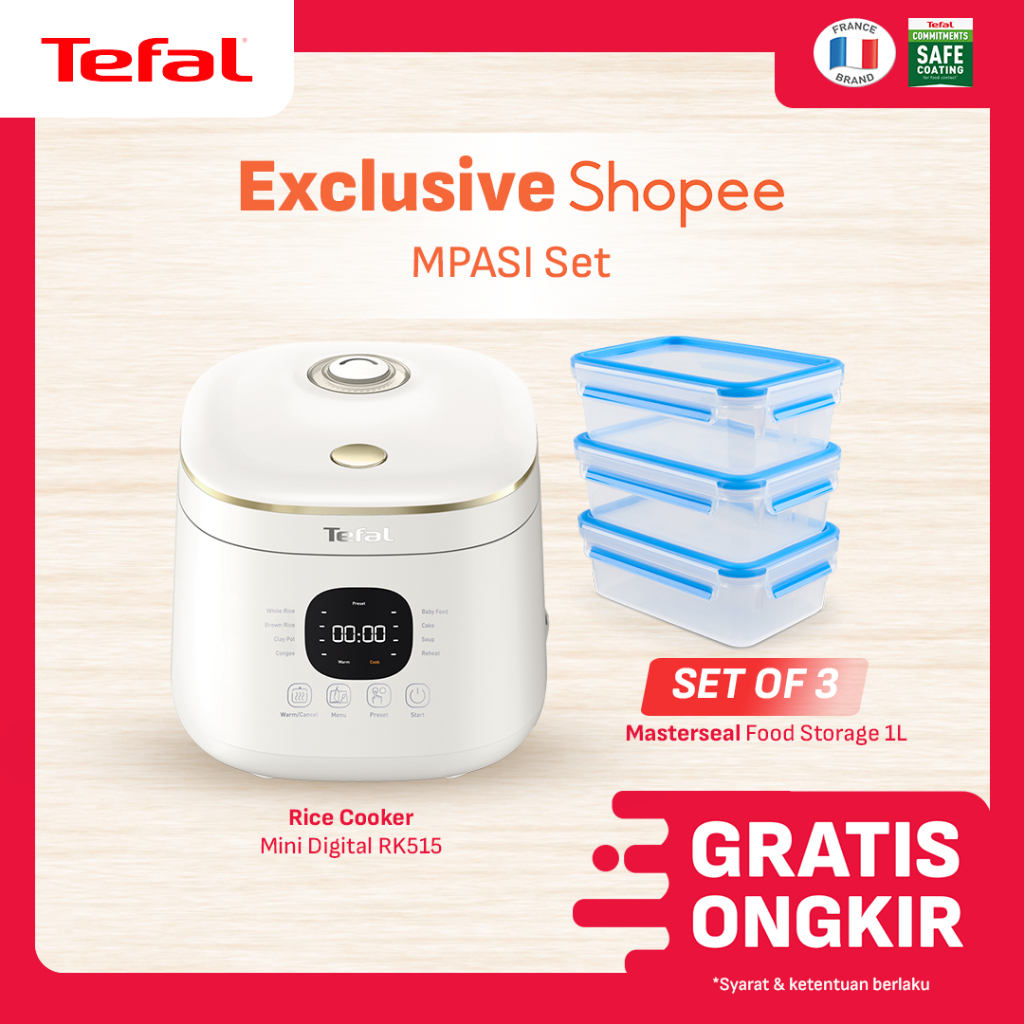 [ EXCLUSIVE SHOPEE ] MPASI Set/ BPA Free  Kotak Penyimpan Makanan/ Set 3 PCS/ 1 Liter/ Rice cooker m