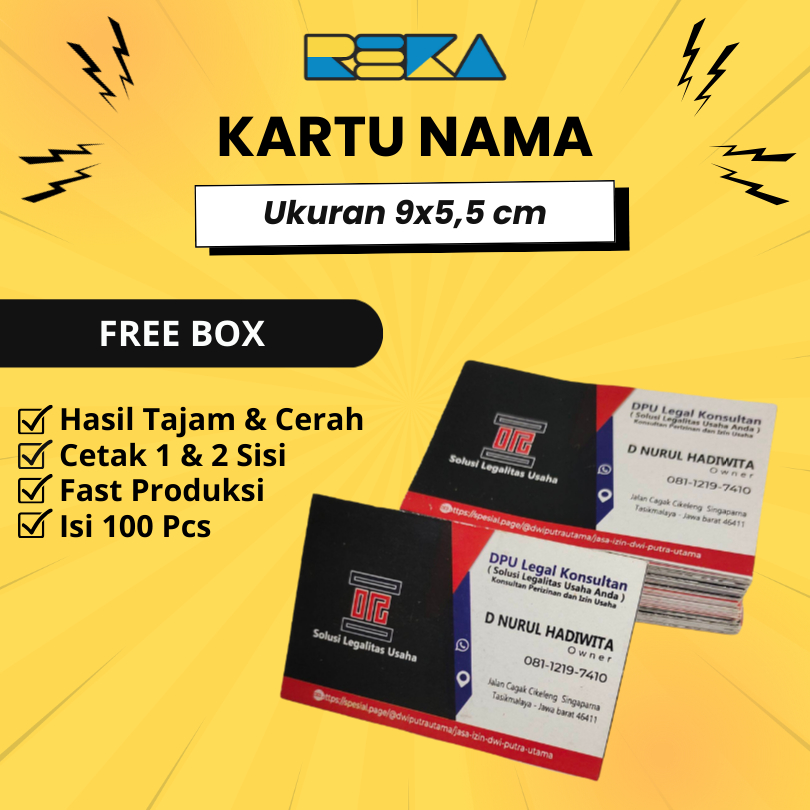 

PROMO Kartu Nama/ Kartu Nama Murah/ Kartu Nama 100 pcs + Free Box