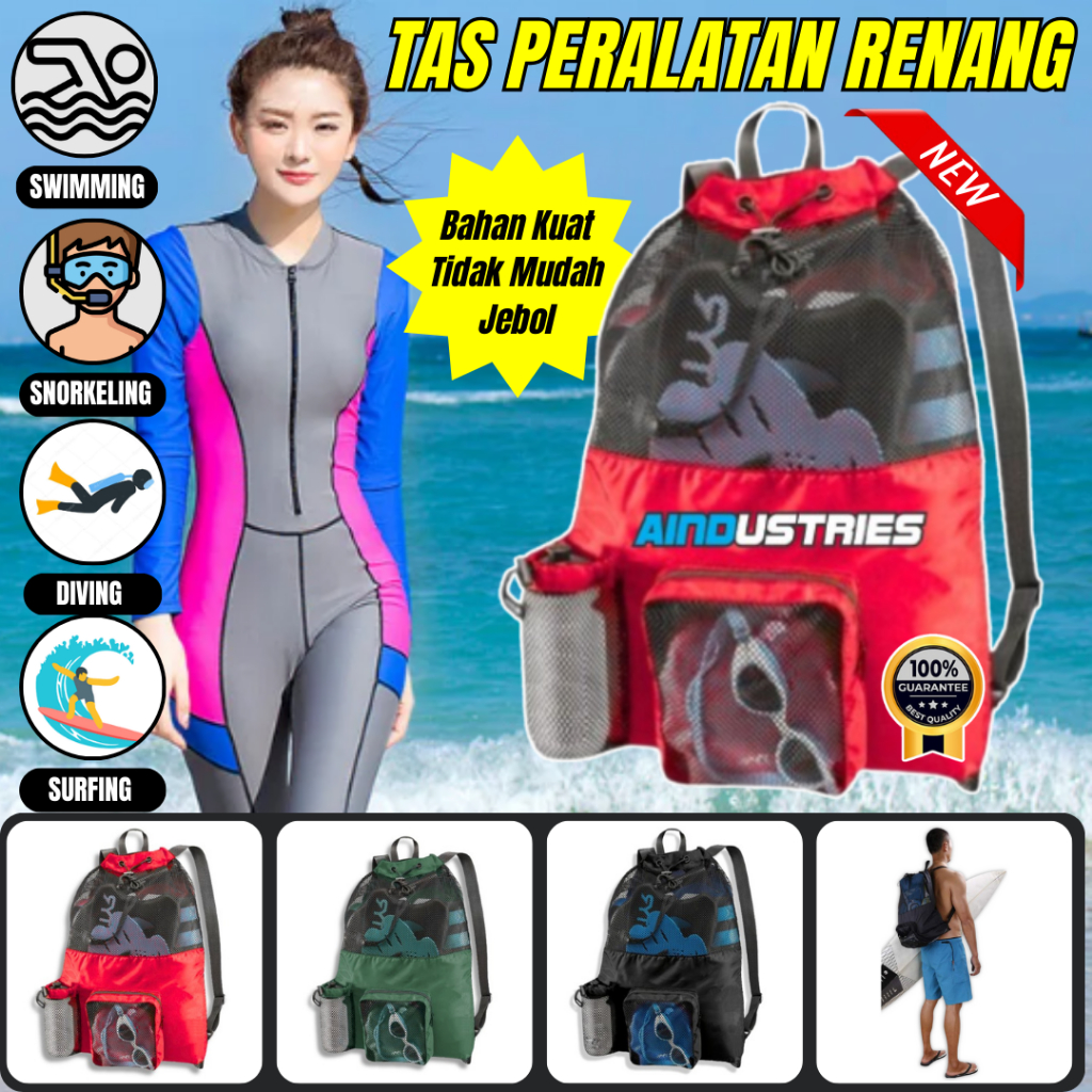 Tas Renang Jaring Serut Lipat Praktis untuk Perjalanan tas renang jaring elegan
