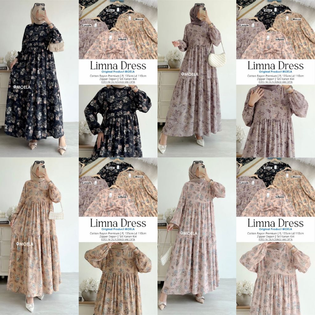 Limna Dress Gamis Jumbo Allsize Busui Premium Catton Rayon Original Ori Moela Berlabel