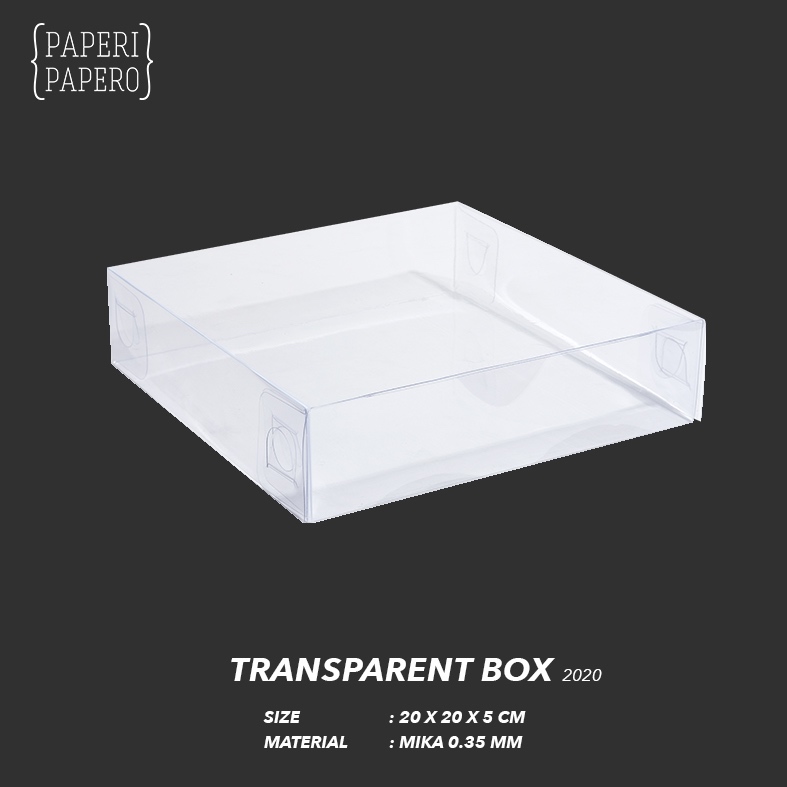 

Transparent Box (20 x 20 x 5 cm) - Kotak Mika Transparan / Packaging Hampers Souvenir Snack