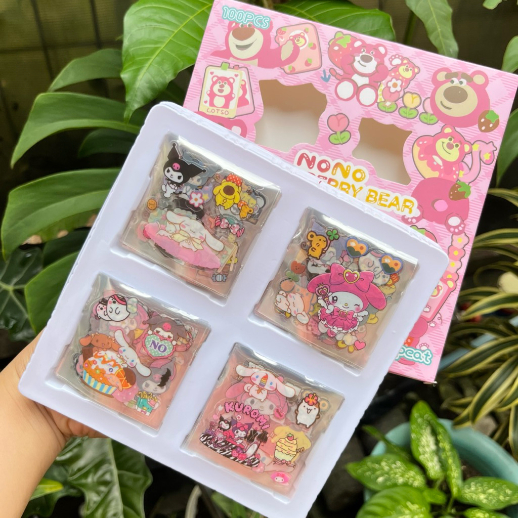 

LOTSO stiker anak 100pcs box | sticker lucu kartun gemas hadiah kreatif edukasi - latteus