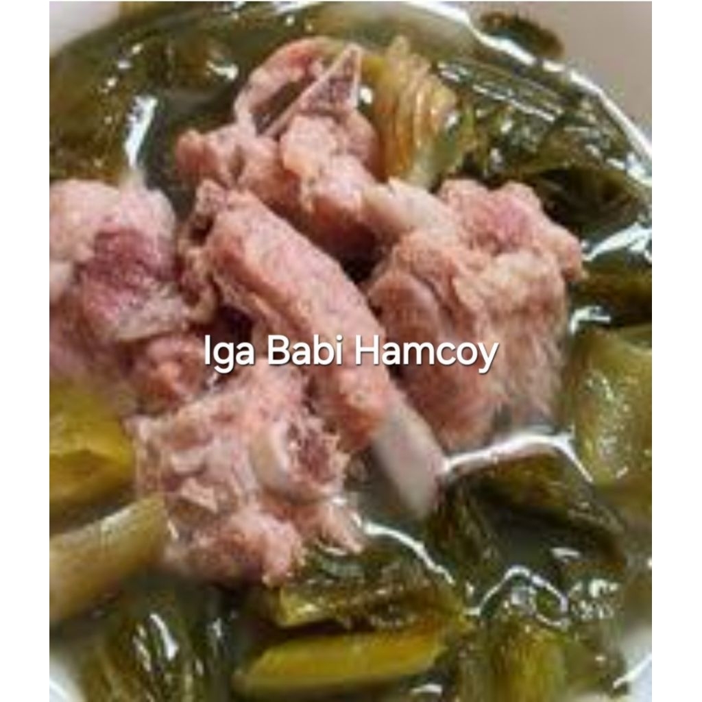 Iga Babi Hamcoy/Sayur Asin Bakut Iga Babi 1 porsi utk 3 orang
