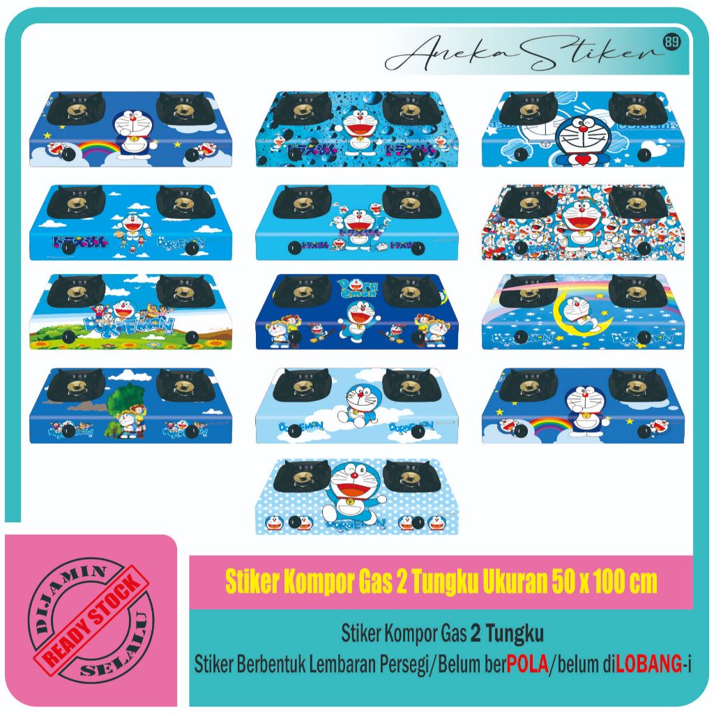 STICKER KOMPOR 2 TUNGKU MOTIF KARAKTER DORAEMON / Sticker Kompor Gas 2 Tungku