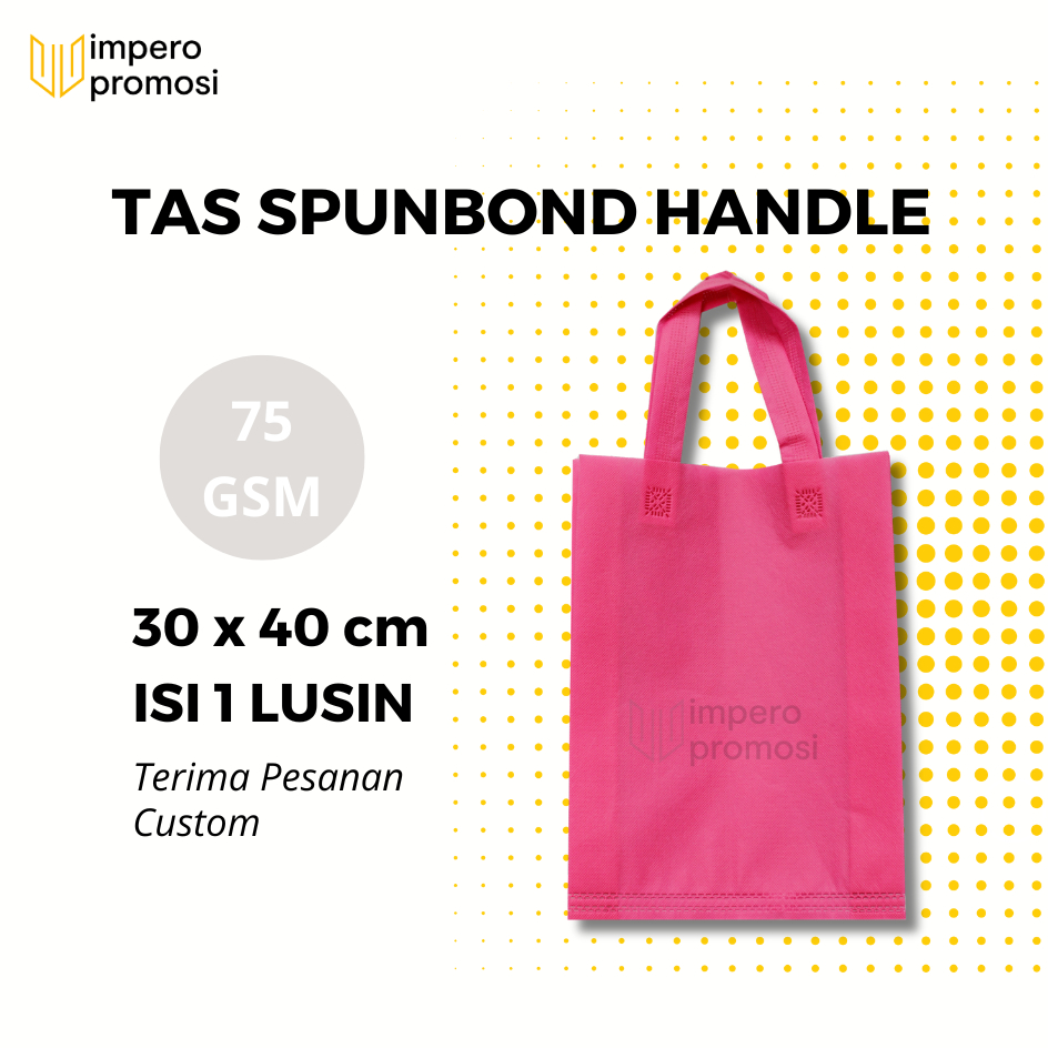 

Impero - GOODIE BAG SPUNBOND HANDLE 30x40 / Harga Lusinan / Kantong Belanja Murah (Pink)