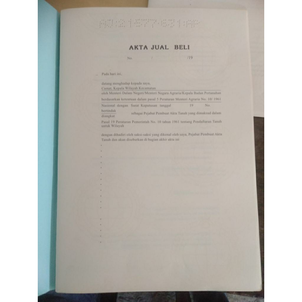 

dokumen kosongan Akta jual beli 3250 1996sampai1998 AJB 3250 1996/1998