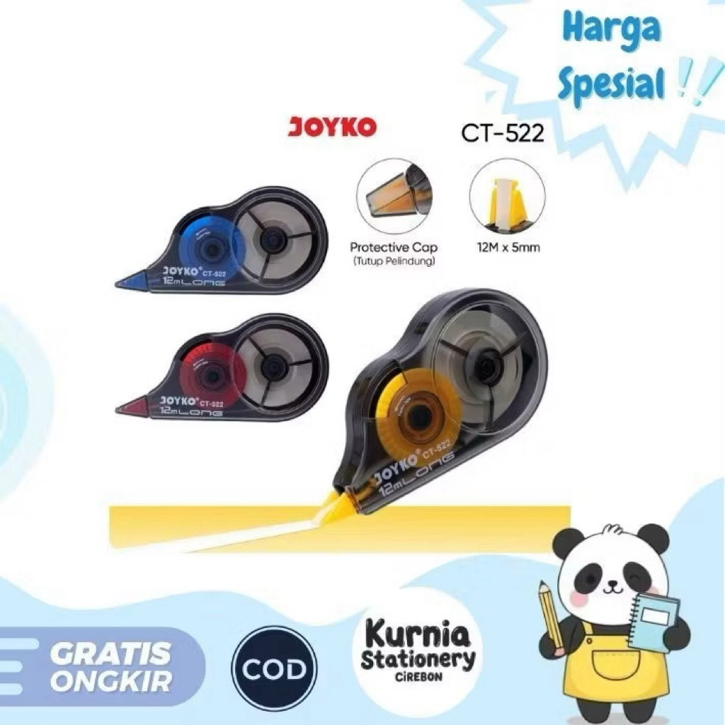 

Correction Roll Tipe-X Kertas Joyko 5mm x 12m CT-522 ( Satuan )