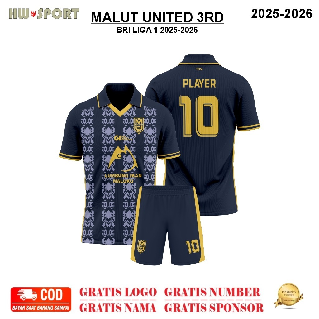 Jersey MALUT UNITED 3RD  - LIGA 1 Terbaru 2025-2026 Full Printing Premium Free Nama & Nomor Punggung