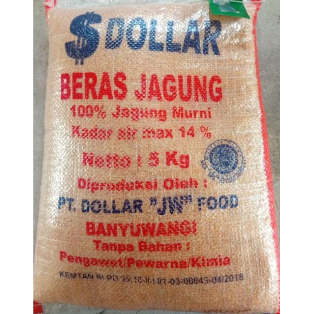 

beras jagung dollar kemasan 5 kg