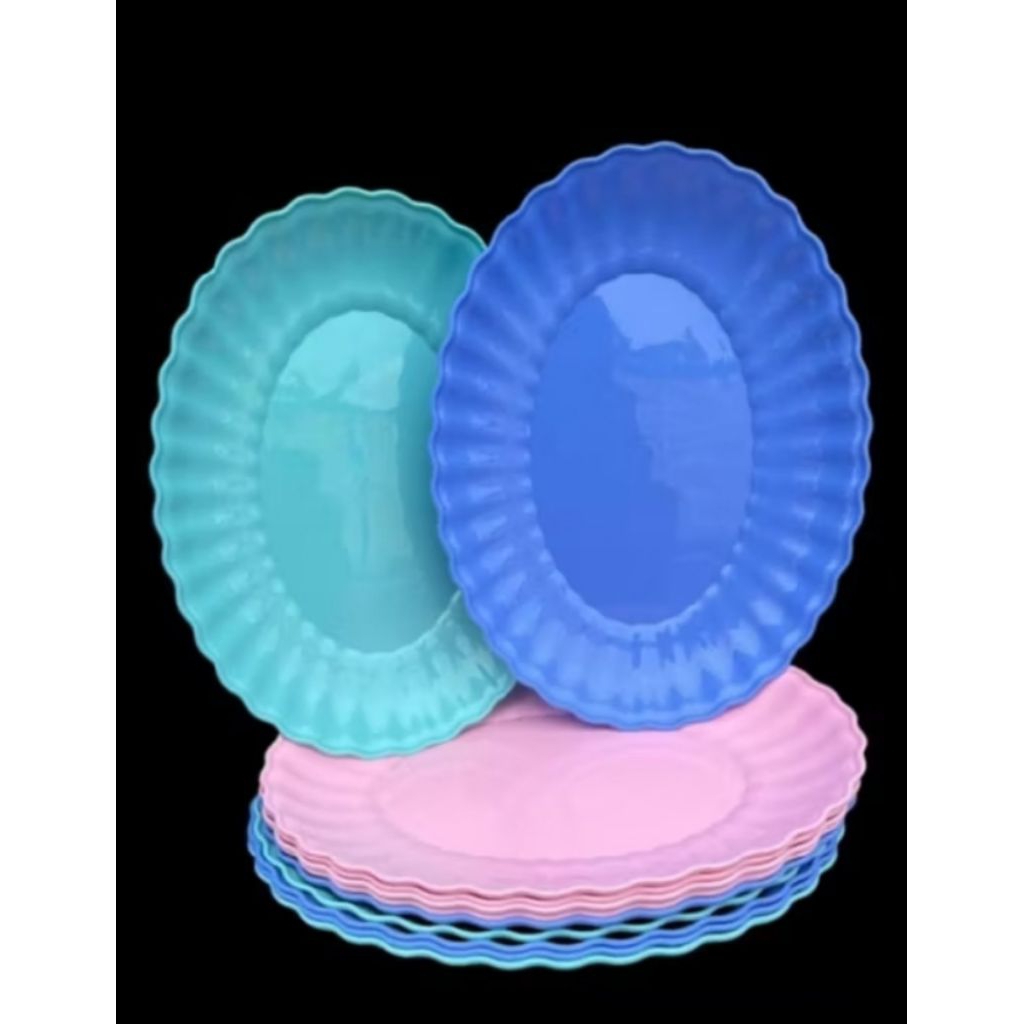 6 PCS PIRING OVAL MOTIF KERANG / piring saji piring murah piring kerang cakar