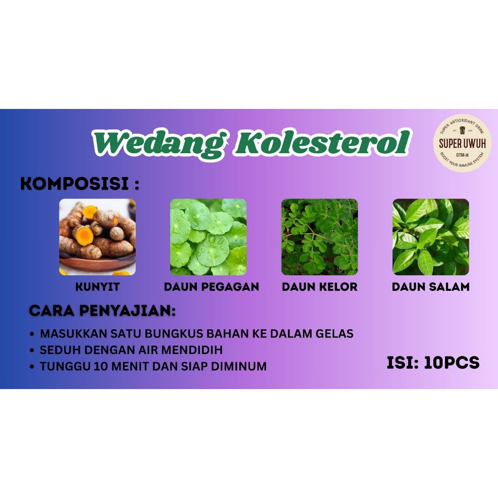 

Wedang Kolesterol Isi 10 pcs | Herbal Alami | Obat Herbal | Wedang | Minuman tradisional |obat tradisional