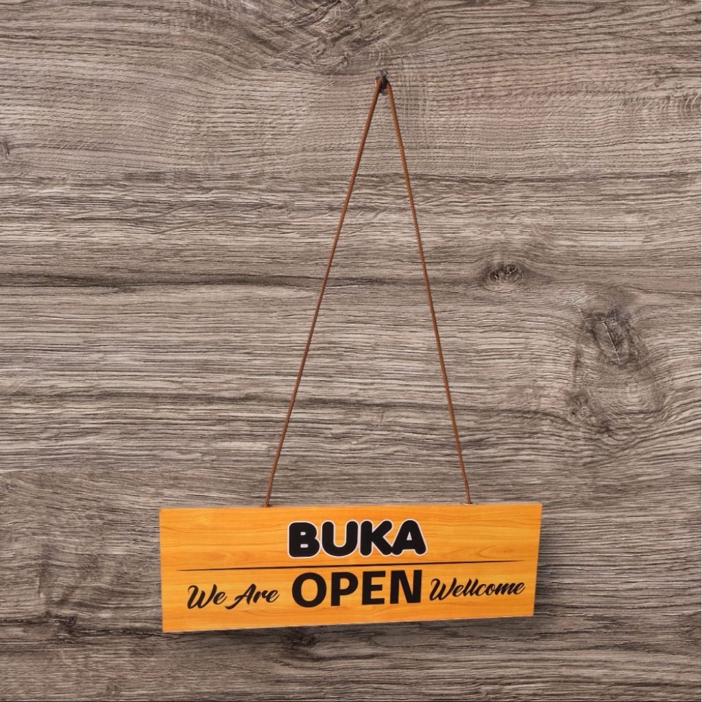 

Papan petunjuk toko buka tutup/ Signboard petunjuk toko buka tutup bolak balik