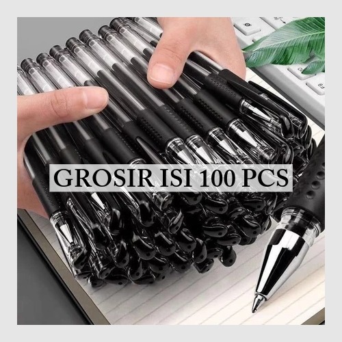 

ISI 100 PCS Pen Pulpen Gel 0.5mm Pulpen Tinta Hitam Murah Alat Tulis Kantor / Sekolah isi Ulang Gel
