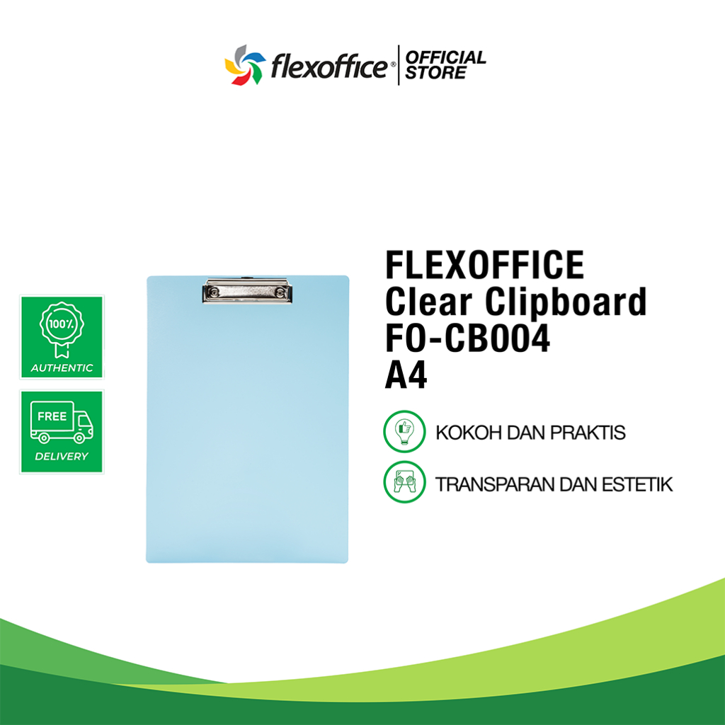 

FLEXOFFICE CLEAR CLIPBOARD FO-CB004 A4 papan clip untuk ujian survey menulis kokoh ringan awet