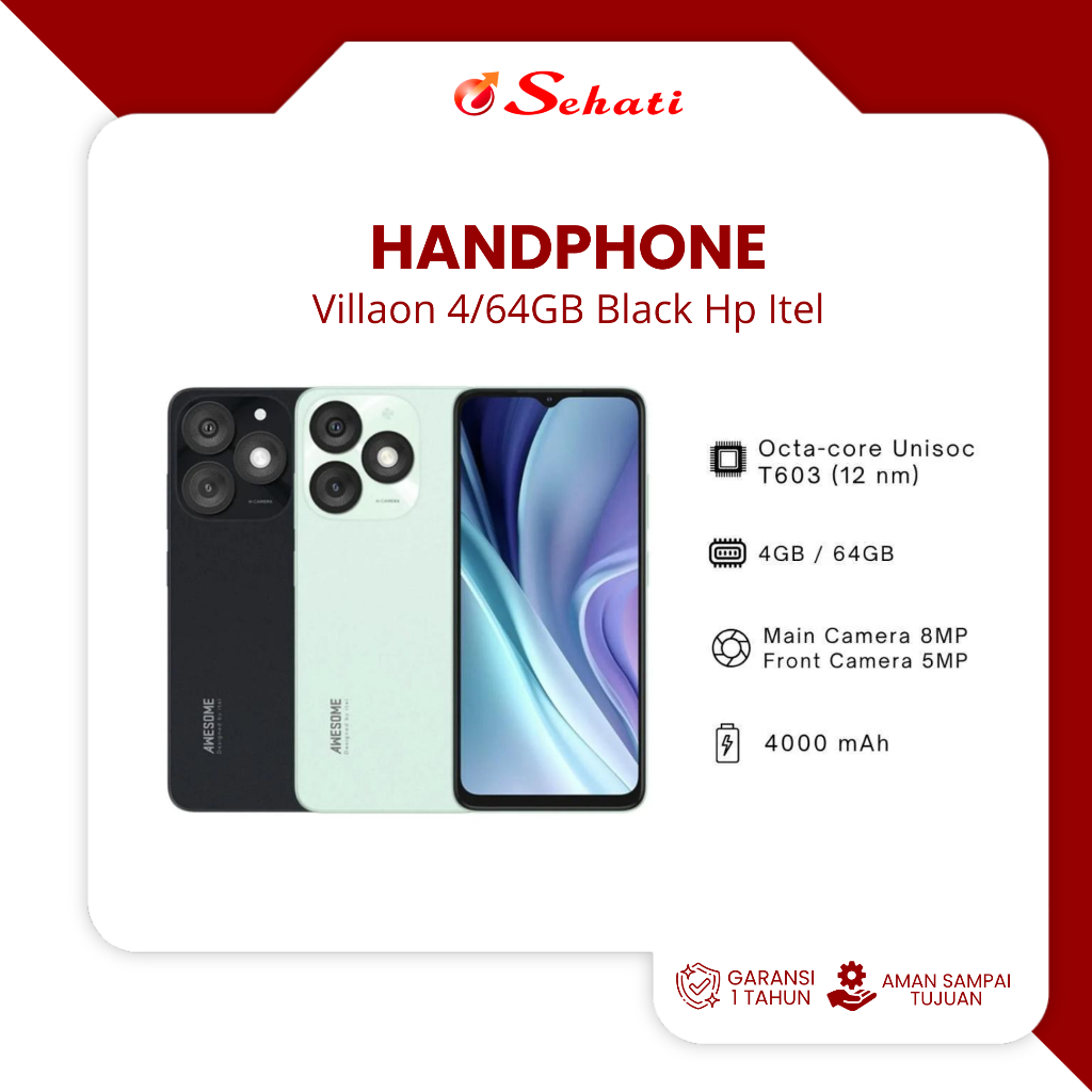 (CHAT ADMIN UNTUK PENGIRIMAN INSTANT) Itel Villaon Handphone Hp Murah Awet 4/64GB Dibawah 1 Juta - G