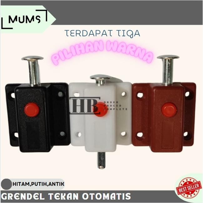 PROMO GROSIR Grendel Tekan Grendel Otomatis Slot Push Lock Tower Bolt Plastik Pencet Tekan Kunci Pin