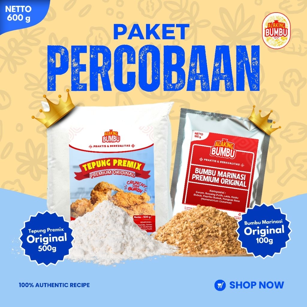 

[ALAKING BUMBU] Paket Percobaan Tepung Premix & Bumbu Marinasi Original - Bahan Fried Chicken