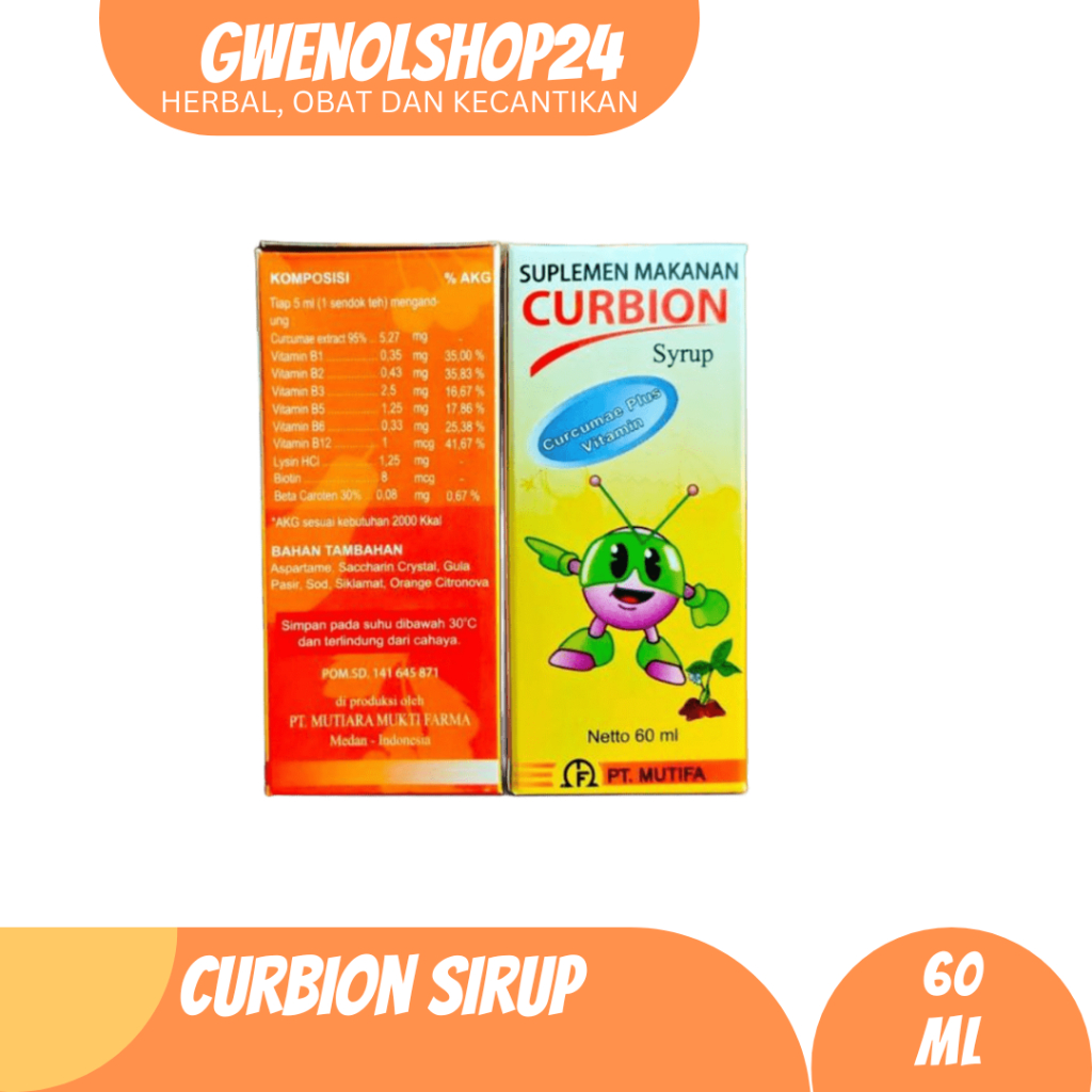 Curbion Syrup 60 ml Mutifa | Curcuma Plus Vitamin / vitamin untuk memperbaiki nafsu makan dan memeli