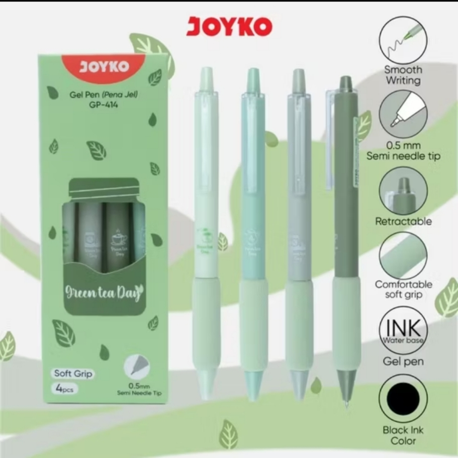 

Joyko Gel Pen GP-414 Green tea Day 1 Box isi 4 Pcs 0.5 mm Pulpen Pena Gel