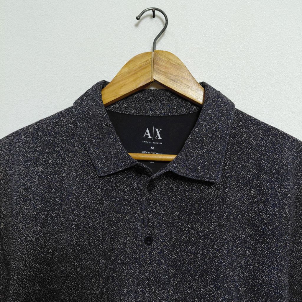 Armani exchange baju kaos kerah olahraga pria, baju atasan olahraga pria