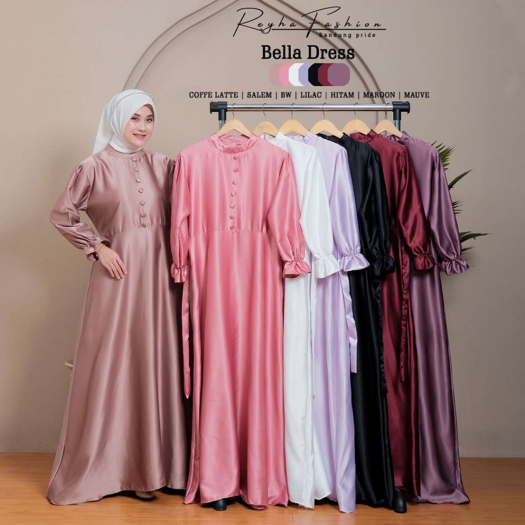 Bella dress muslim gamis kondangan bridesmaid satin silk premium JASMINE