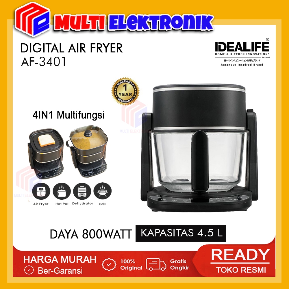 Air Fryer Idealife IL-200C Penggoreng Tanpa Minyak 5.5 Liter Hitam