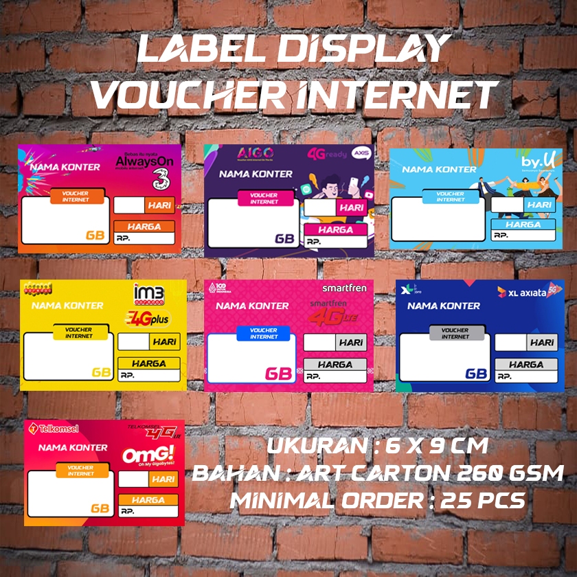 

COSTUM DISPLAY PAKET DATA , DISPLAY VOUCER , LABEL PAKET DATA NEW DESIGN