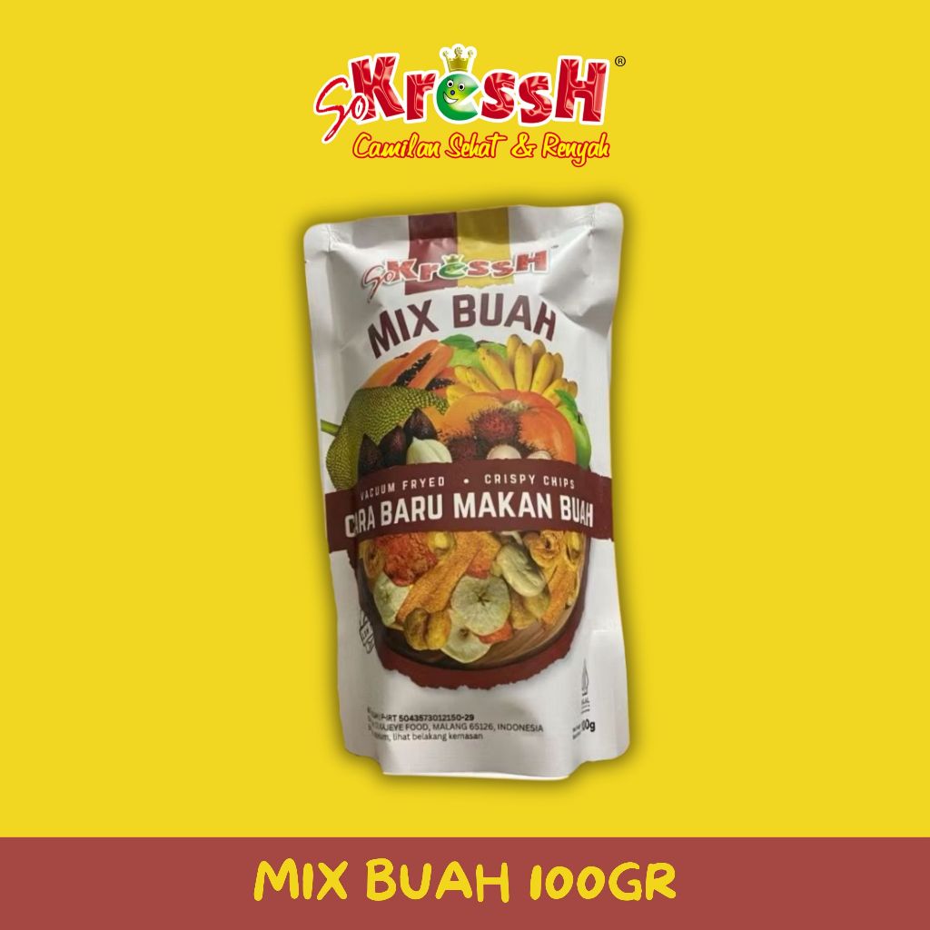 

Keripik MIX BUAH 100gr | Organik Alami Rendah gula | Asli Malang | Sokressh Food