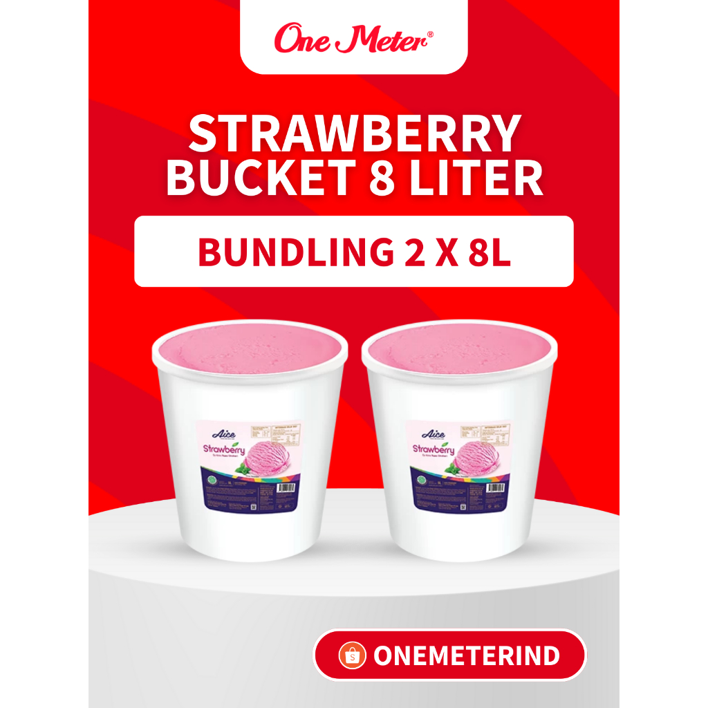 

AICE Es Krim Bucket 8L Rasa Strawberry – 1 Karton Isi 2 Ember