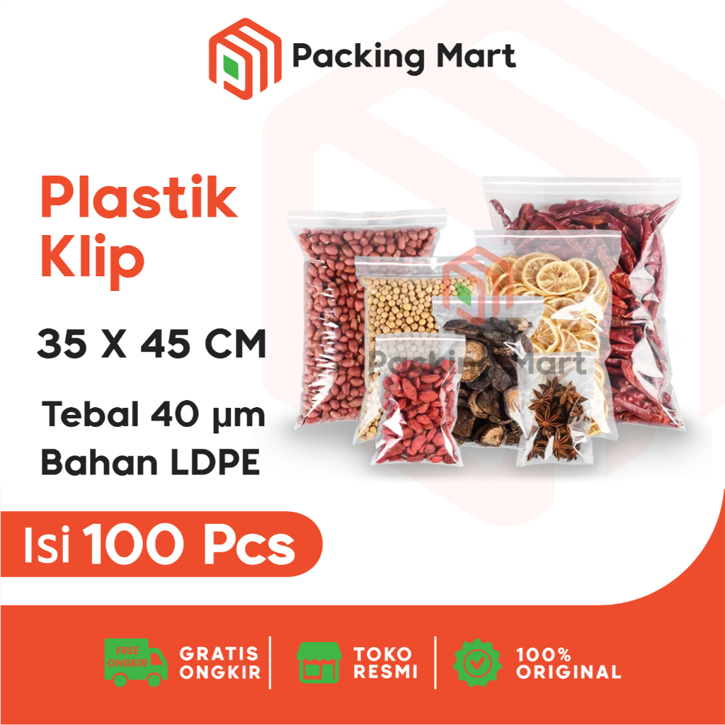 Plastik Klip Ziplock Bening 35x45 cm isi 100PCS