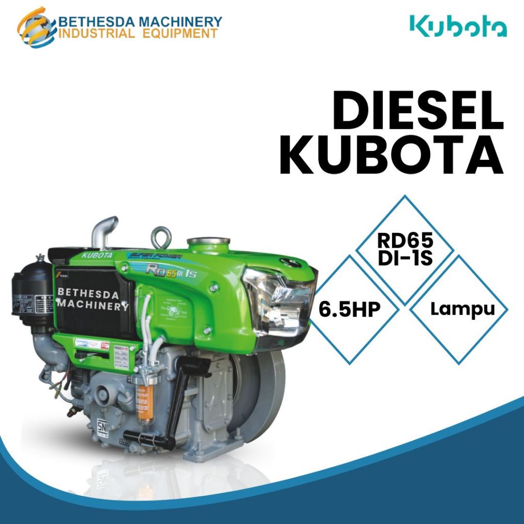 Diesel 6.5 Hp Kubota Mesin Penggerak Solar RD65DI-1S Lampu 6.5 PK