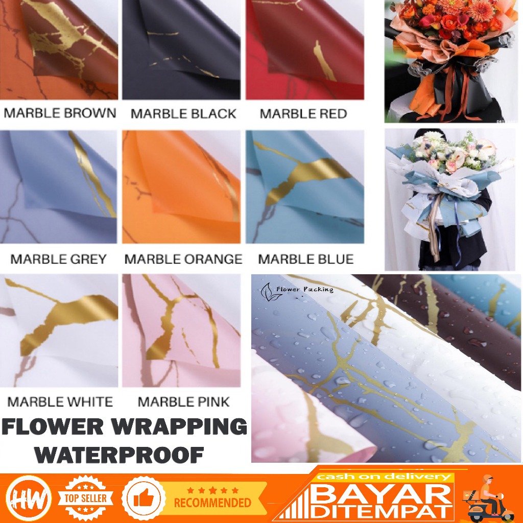 

HaiWai COD Flower Wrapping Kertas Bunga Buket Flower Paper Cellophane Marble Florist Ecer / Pembungkus Bunga / Kertas Kado KB20