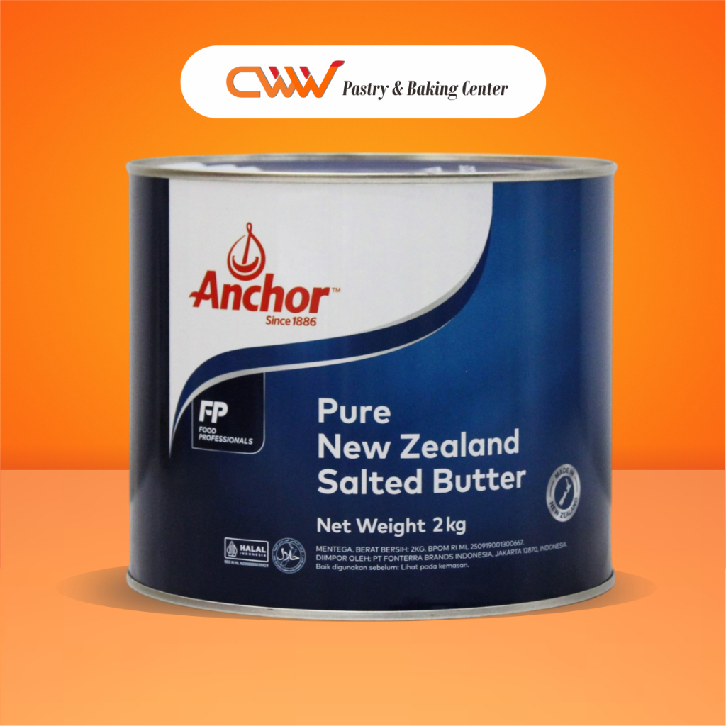 

Anchor Pure Salted Butter Tin 2Kg Mentega Asin Campuran Kue Kering Lapis Cake Roti Cookies Pastry