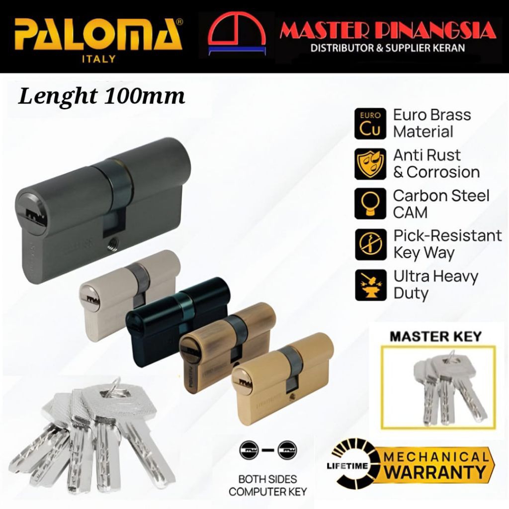 PALOMA Paket Master Key Cylinder Knob Kunci Pintu Rumah Deluxe KC-CK 80MM Silinder Anak Kunci Type -