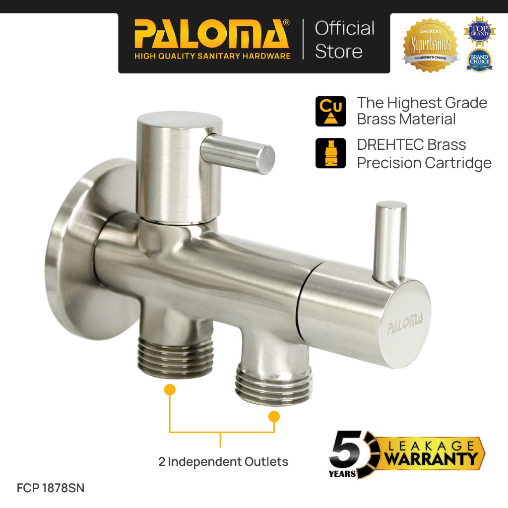 PALOMA FCP 1878SN Keran Stop Cabang Toilet WC Jet Shower Tembok Kran Air Brass Kuningan Chrome Silve