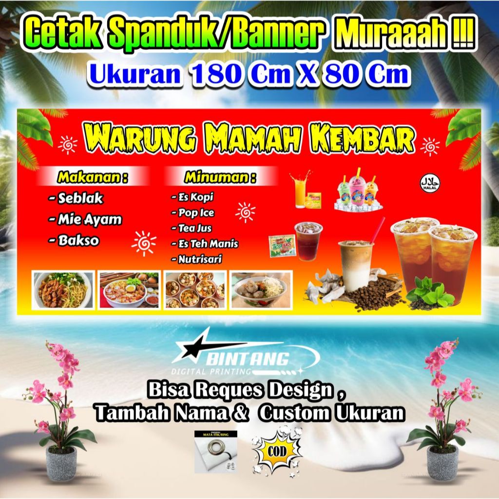 Spanduk Banner Warung Seblak / Banner Makanan Ukuran 180 cm x 80 cm