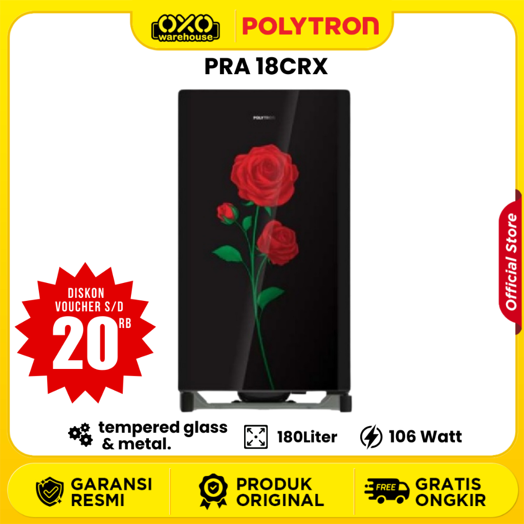 POLYTRON REF 1 Door PRA-18CRX Kulkas 1 Pintu Kapasits 180 Liter Low Watt Garansi Resmi