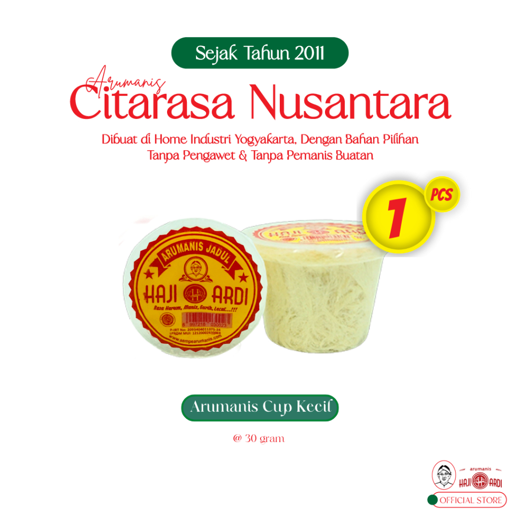 

Arumanis Haji Ardi Kemasan Cup Mini (30g) - Jajanan Rambut Nenek Arumanis Arbanat Tanpa Pengawet dan Pemanis