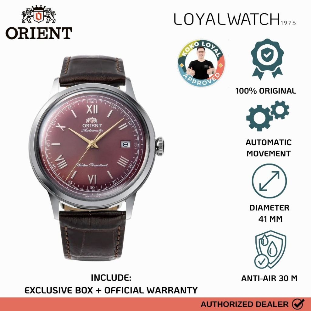 Jam Tangan Orient Classic Bambino V.2 Pria RA-AC0026R Red Leather Original Garansi Resmi