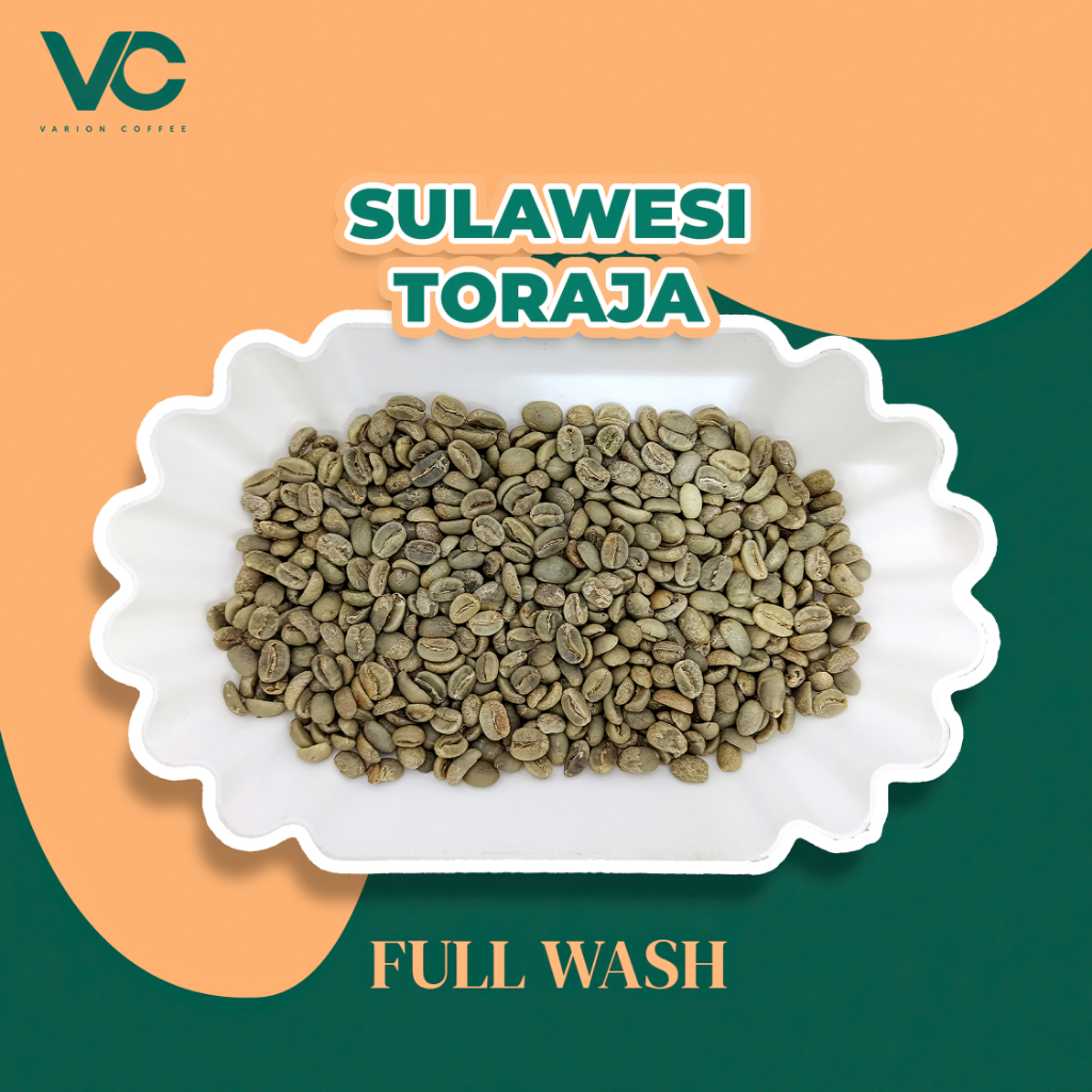 

Green Bean Arabica Specialty Sulawesi Toraja Full Wash Varion Coffee - Biji Kopi Mentah 1Kg