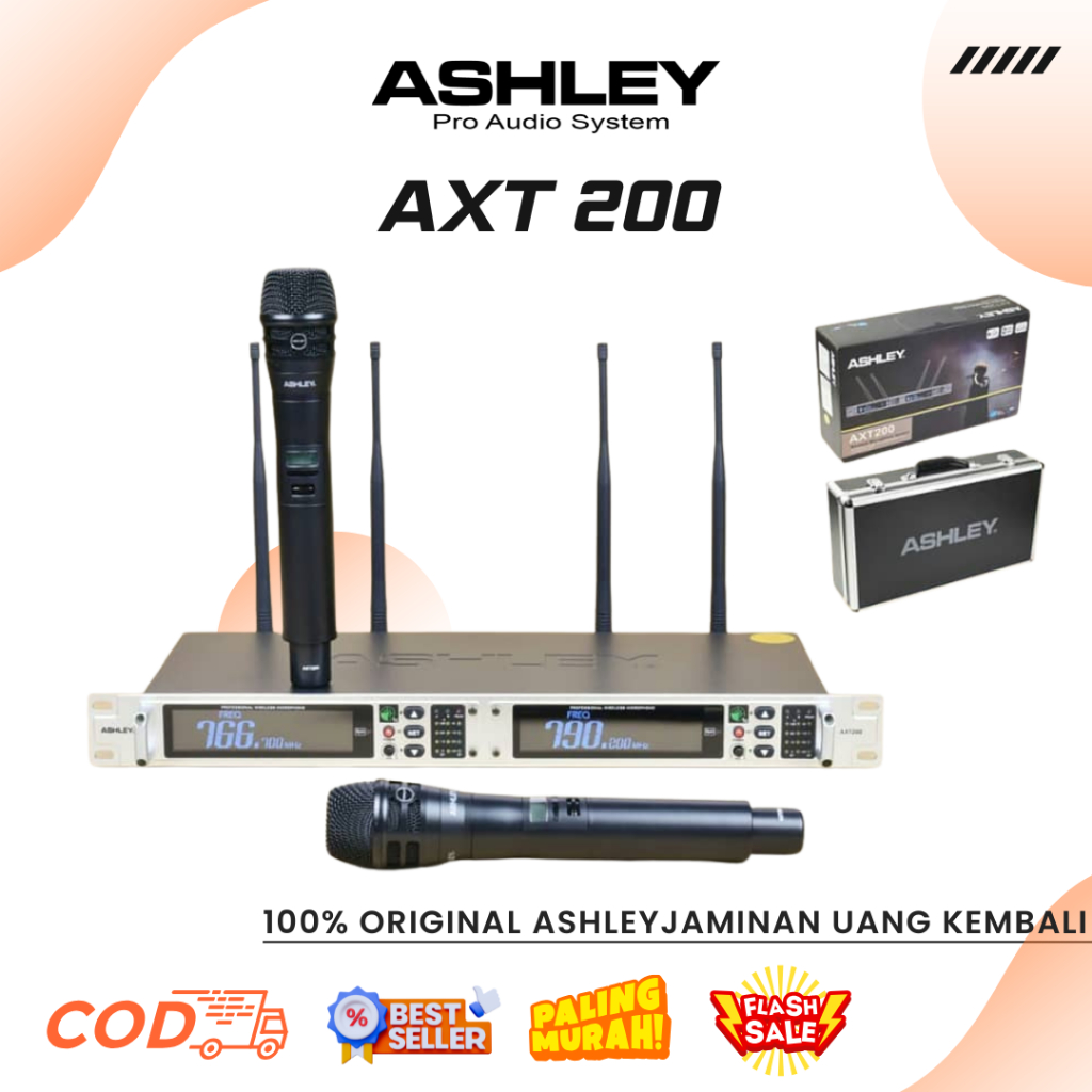 Mic Wireless Ashley AXT 200 I Mic Wireless Ashley PRO 1 Professional Wireless Microphone