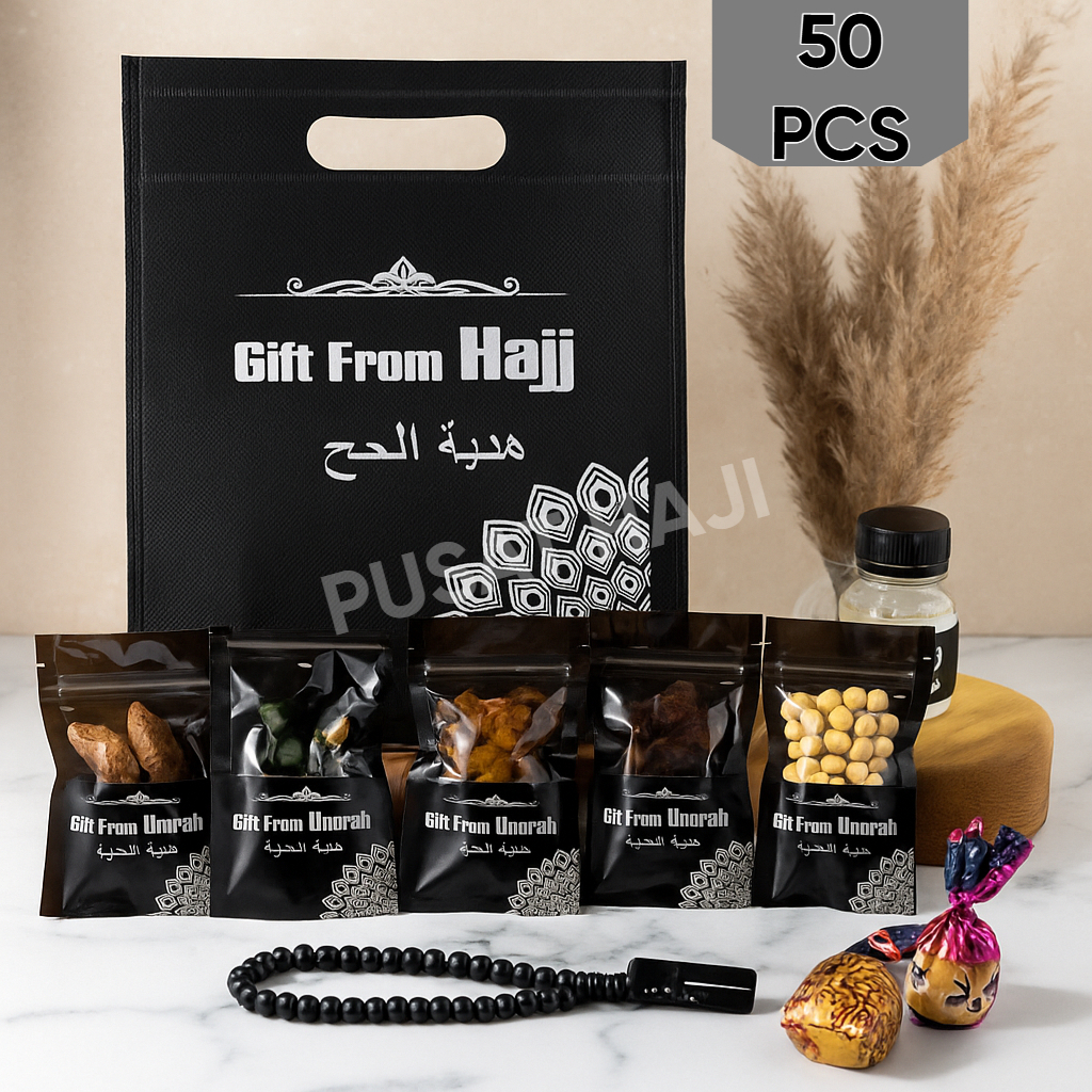 

PAKET OLEH OLEH HAJI DAN UMROH 50PCS KEMASAN EXCLUSIF