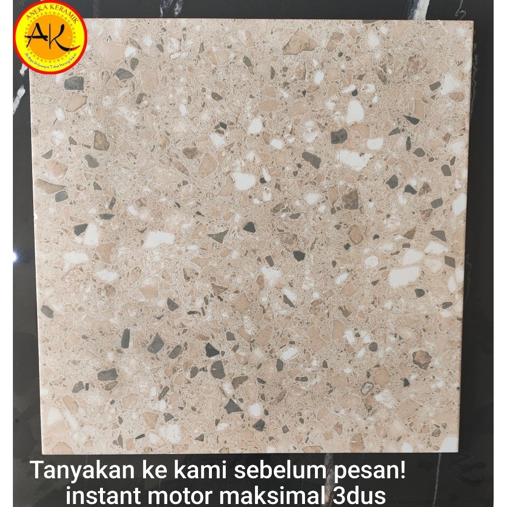 Dexter Brown Keramik Lantai Kasar Matt Teras Garasi Kamar Mandi Motif Terrazzo teraso 50x50 platinum