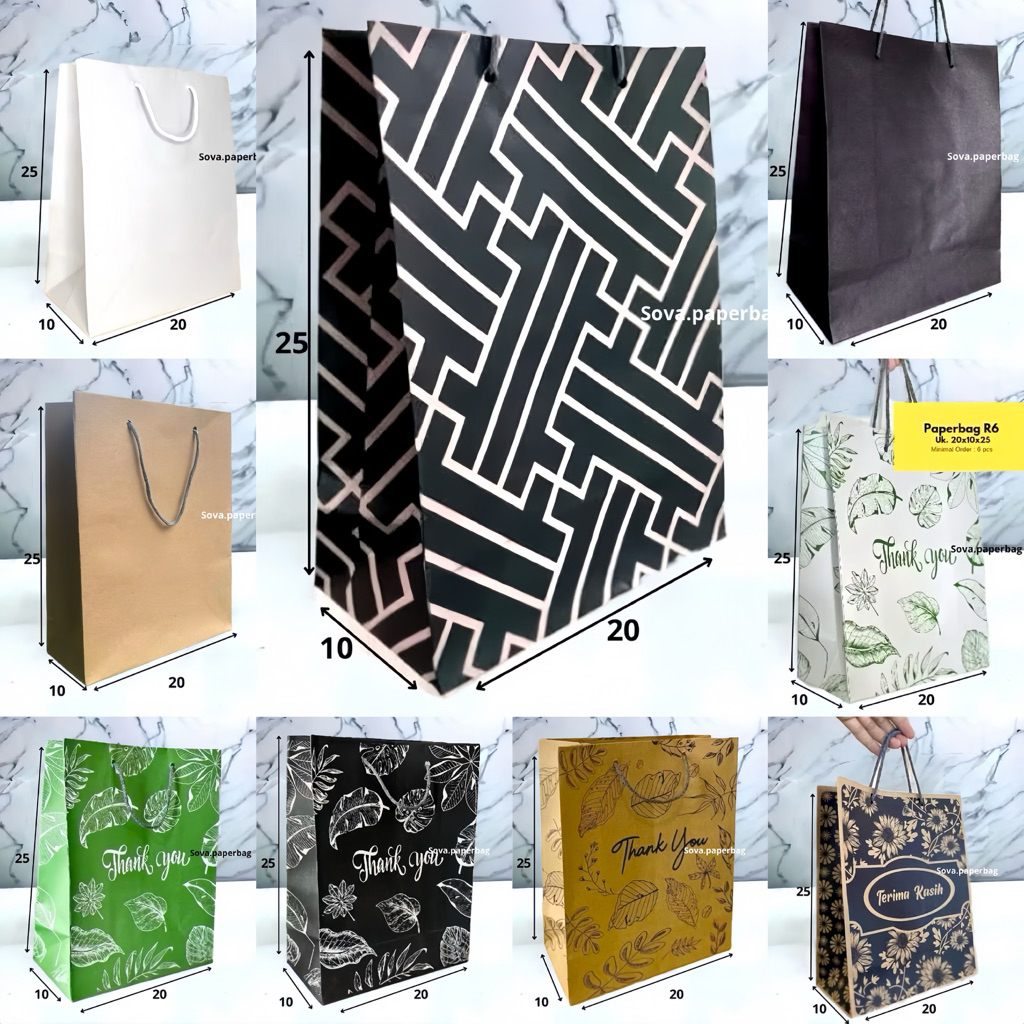 

Paperbag Motif Minimalis 20x10x25cm tebal Premium R6 Panjang