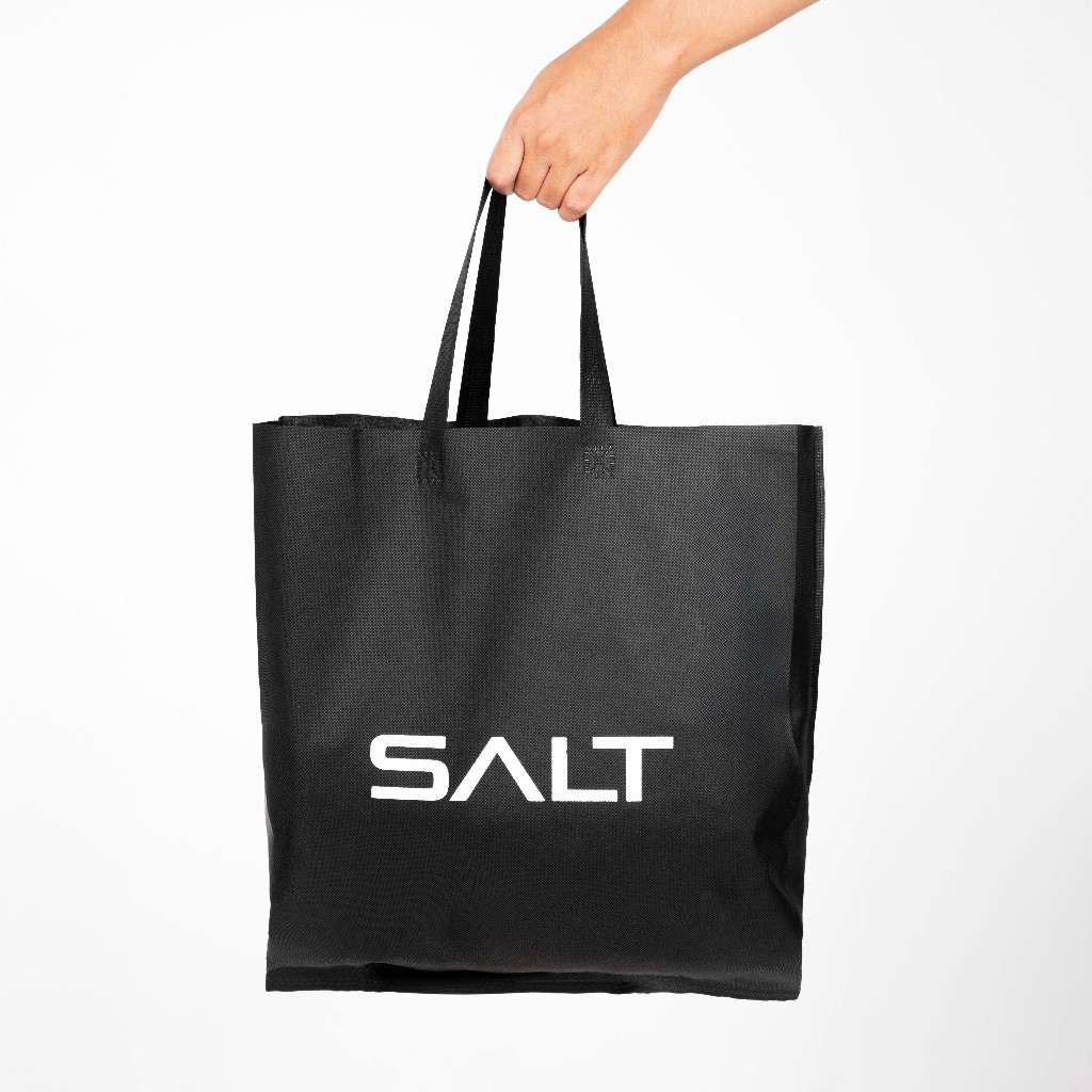 Salt Goodie bag paper tote bag untuk tas kado mewah elegan bahan spunbound warna hitam besar
