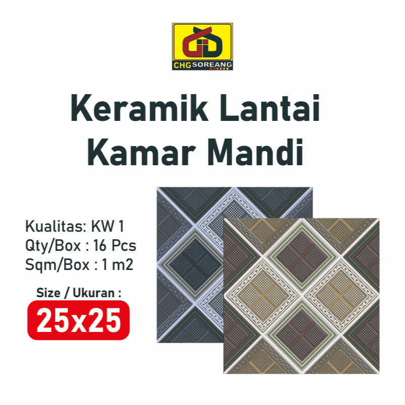 Keramik Lantai 25x25 Kasar Tidak Licin / Keramik Lantai Kamar Mandi