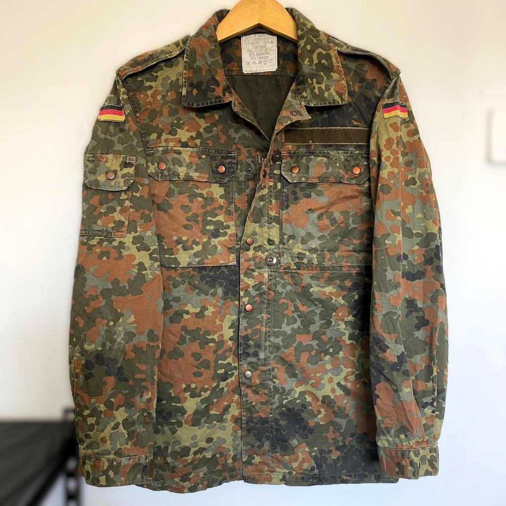 Jaket Outdoor Camo Flecktarn Pria Lengan Panjang