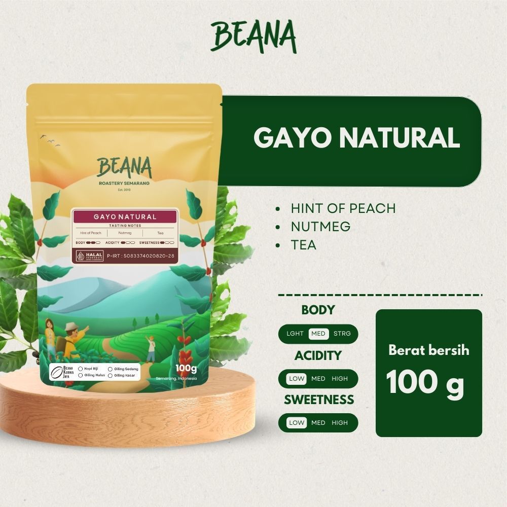 

Beana Roastery - Arabica Gayo Natural Coffee Roasted Beans | Biji Kopi Bubuk 100gr
